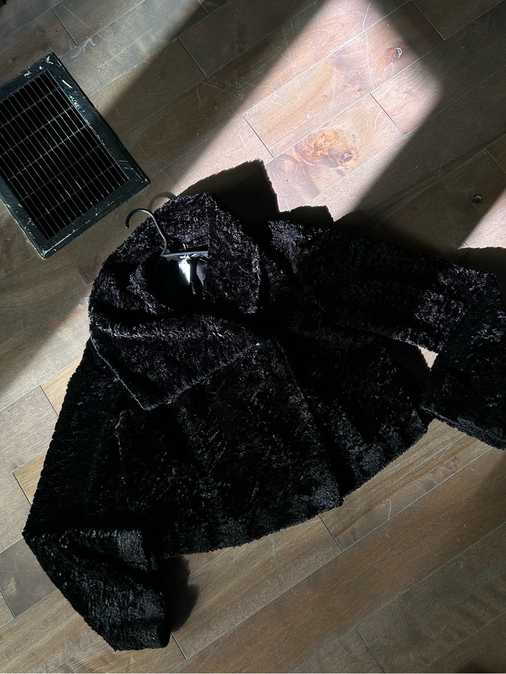 Black Faux Fur Cropped Jacket - Women